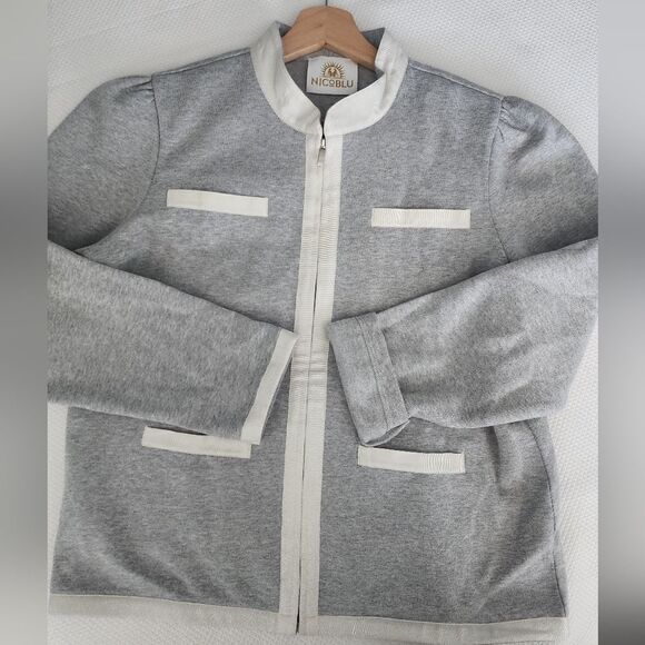 NICoBlu pontonet mandarin collar blazer jacket cardigan two tone - Picture 9 of 10